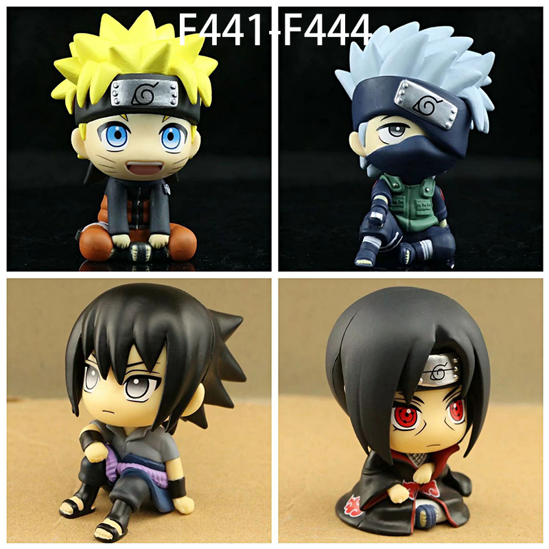 Naruto Q Version Sitting Action Figures Kakashi Naruto Sasuke Itachi Anime Collectible Toy Figurine Desk Decoration Gift Set