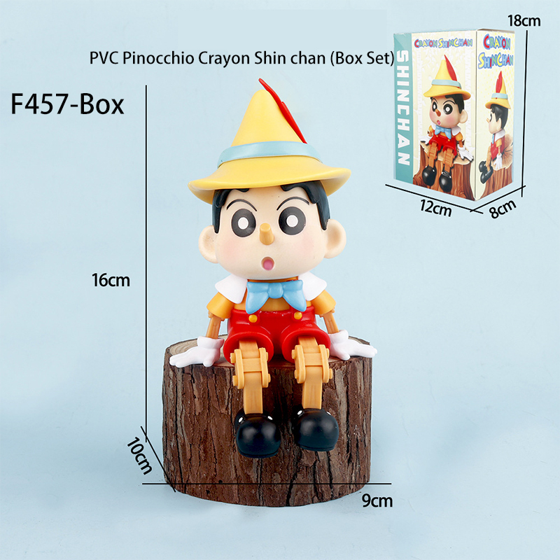 Crayon Shin Chan Pinocchio Costume Action Figure Articulated Sitting PVC Anime Collection Shinchan Poseable Toy Gift