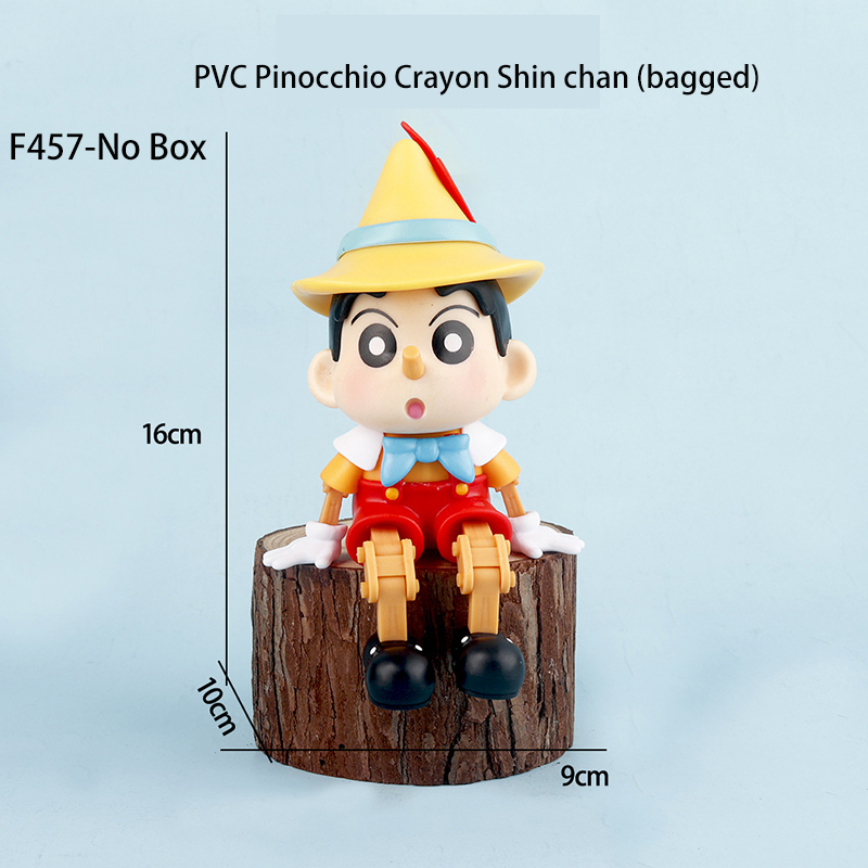 Crayon Shin Chan Pinocchio Costume Action Figure Articulated Sitting PVC Anime Collection Shinchan Poseable Toy Gift