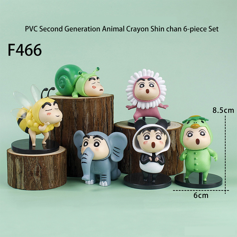 Crayon Shin Chan Animal Series 2 Statue Figure Set 6PCS Anime PVC Collection Cute ShinchanToys Gift Decoration