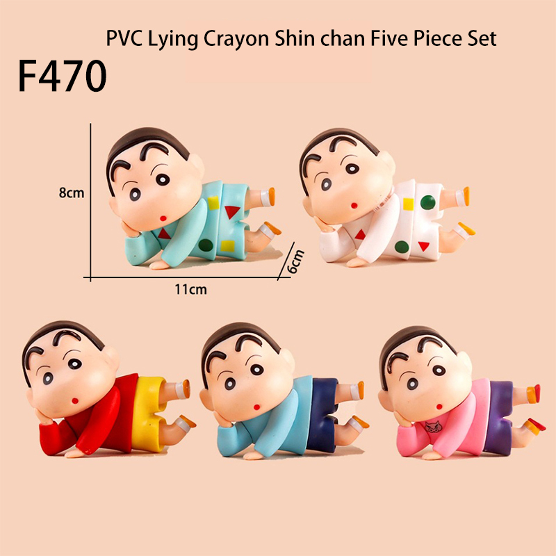  Crayon Shin Chan Statue Figure Lying Pose Set 5 PCS Anime PVC Collection Cute Shinchan RelaxingToys Gift Decoration