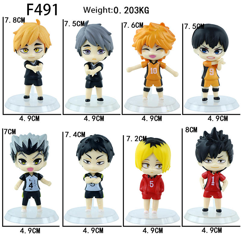 Haikyuu Statue Figure Standing Pose Set 8 PCS Anime Collection Volleyball Character Team Model Toy Gift Decoraton