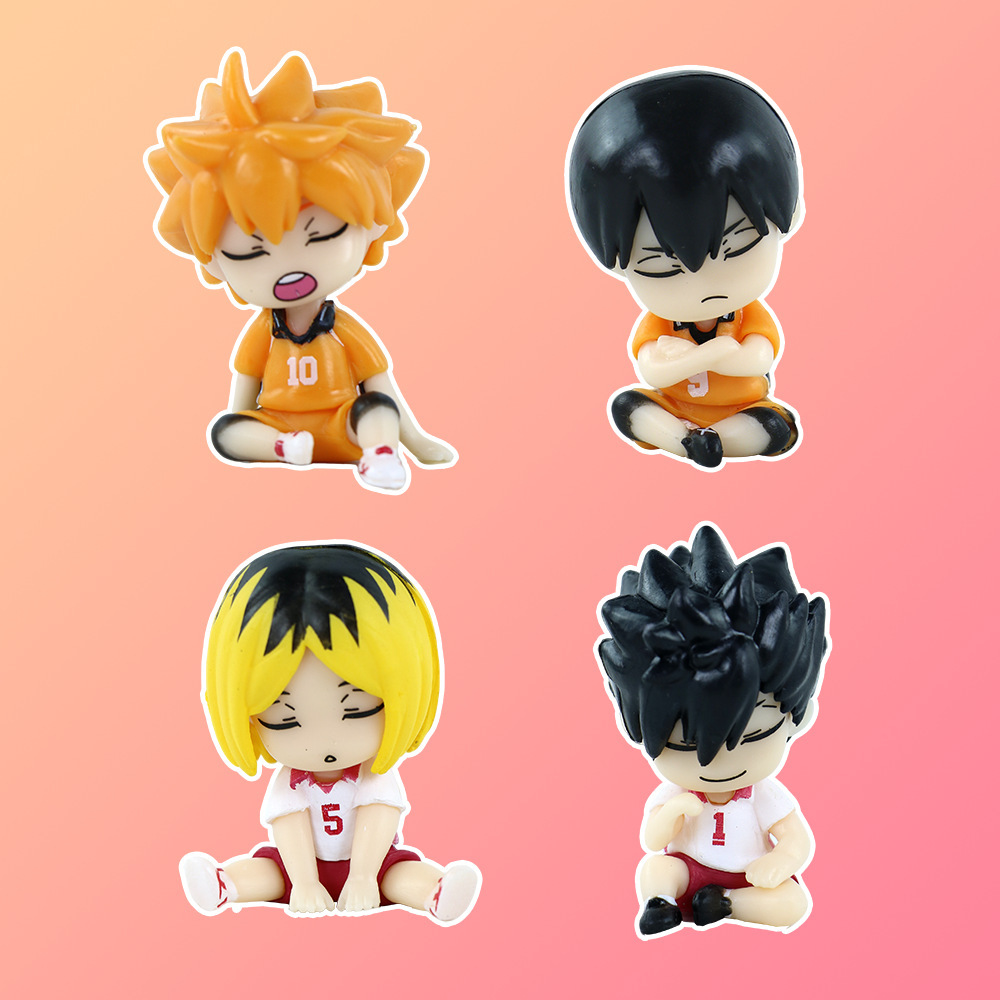 Haikyuu Shoulder to Shoulder Statue Figure Set 4 PCS Anime Collection Volleyball Character Toy Gift Decoration ﻿
