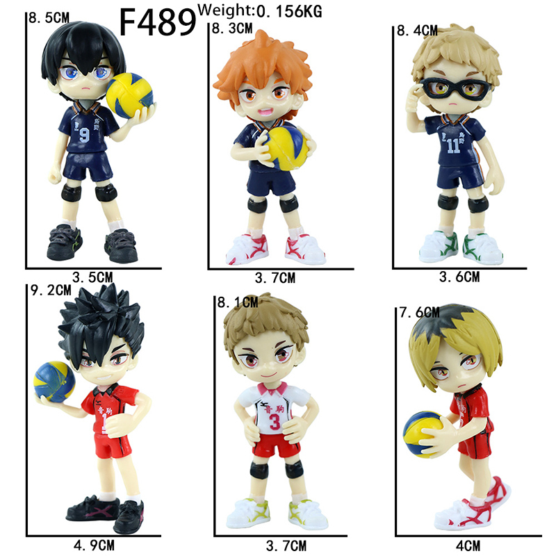 Haikyuu Statue Figure Standing Pose Set 6 PCS Anime Collection Volleyball Character Team Model Toy Gift Decoraion