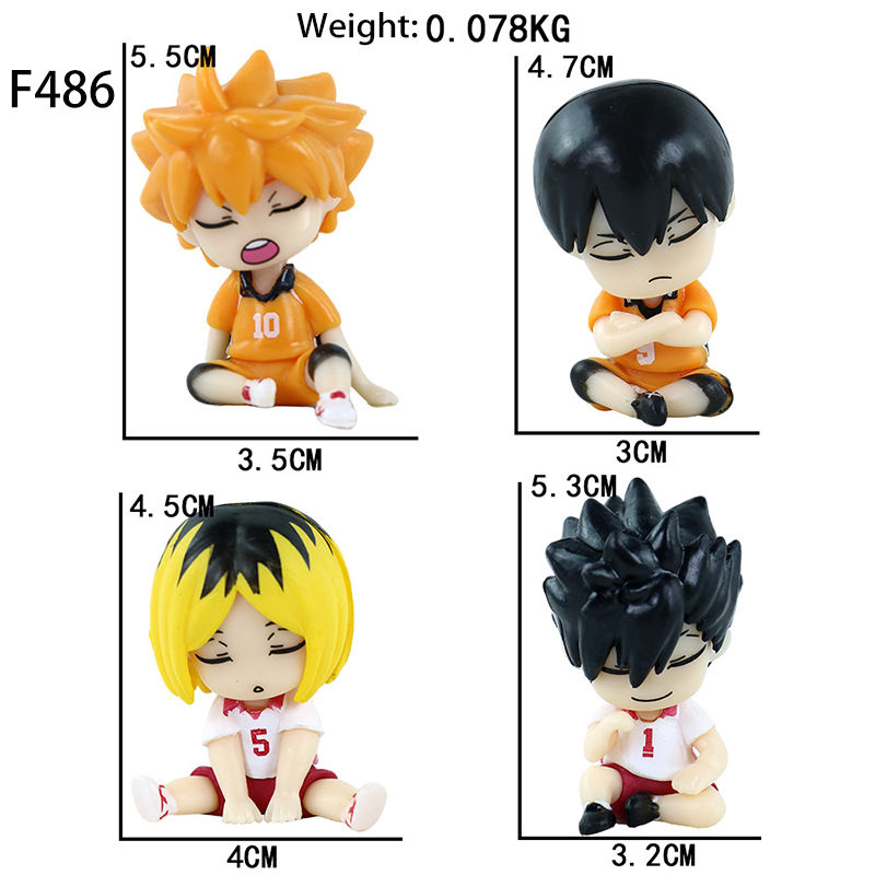 Haikyuu Shoulder to Shoulder Statue Figure Set 4 PCS Anime Collection Volleyball Character Toy Gift Decoration ﻿