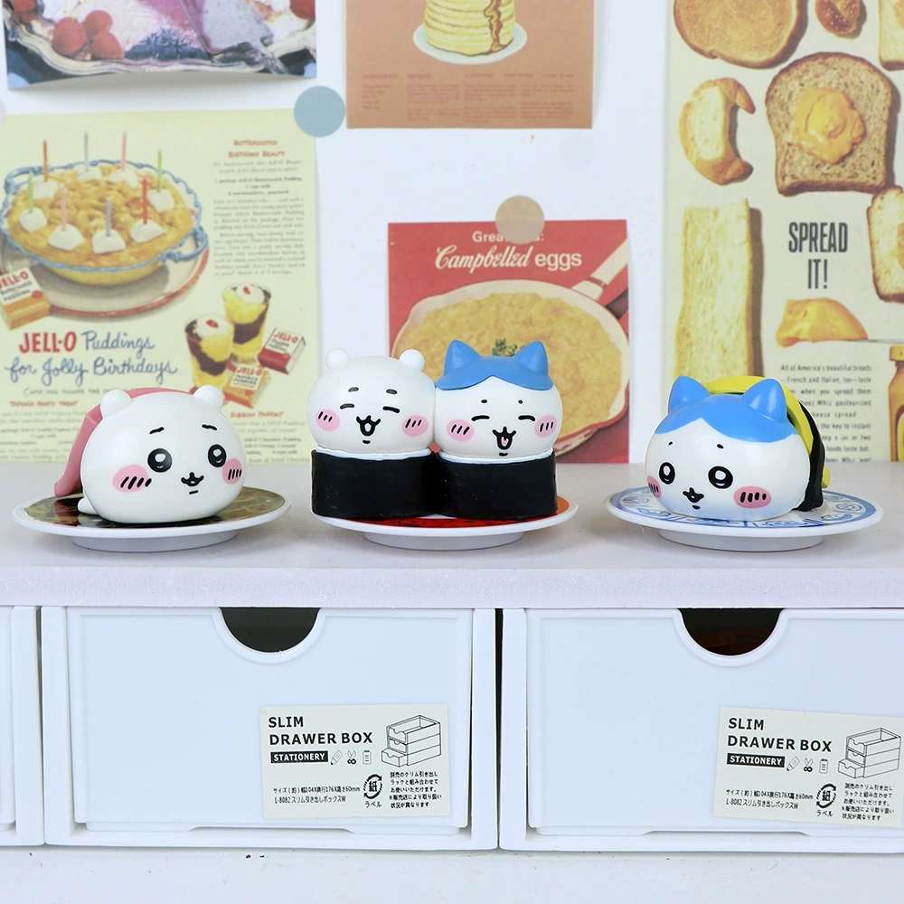 Chiikawa Sushi Statue Figure Set 6 PCS Cute Anime Collection Kawaii Character Model Toy Gift Decoration Fans