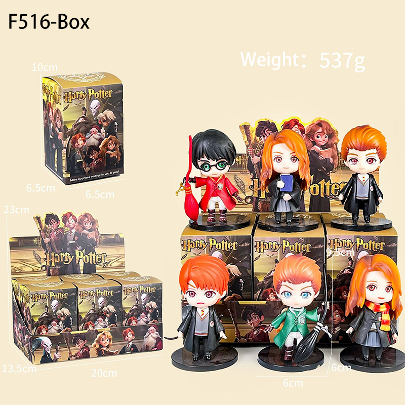 Harry Potter Chibi Statue Figure Set 6 PCS Anime Style Collection Wizard Character Model Toy Gift Decoration