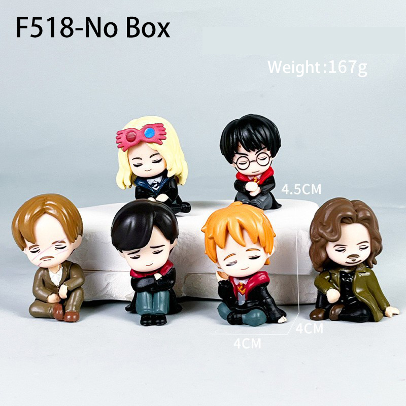 Harry Potter Statue Figure Sitting Pose Set 6 PCS Wizard Collection Hogwarts Character Model Toy Gift Decoration