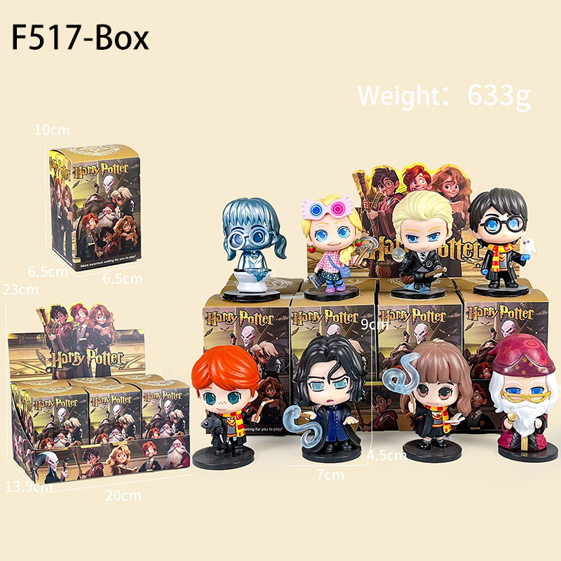 Harry Potter Statue Figure Set 8 PCS Wizard Anime Style Collection Hogwarts Character Model Toy Gift Decoration