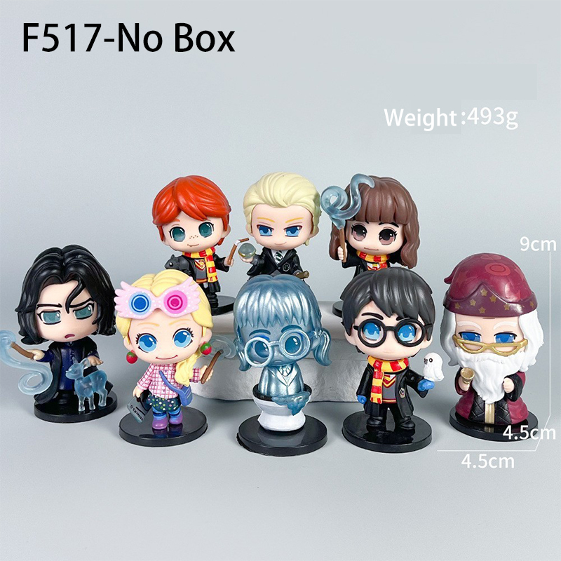 Harry Potter Statue Figure Set 8 PCS Wizard Anime Style Collection Hogwarts Character Model Toy Gift Decoration