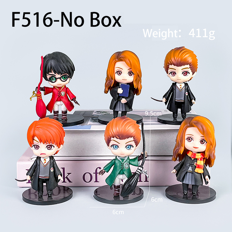 Harry Potter Chibi Statue Figure Set 6 PCS Anime Style Collection Wizard Character Model Toy Gift Decoration