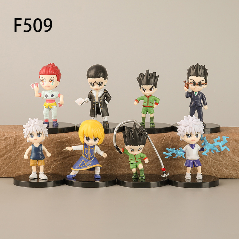 Hunter x Hunter Statue Figure Set 8 PCS Anime Collection Gon Killua Kurapika Hisoka Model Toy Gift Decoration