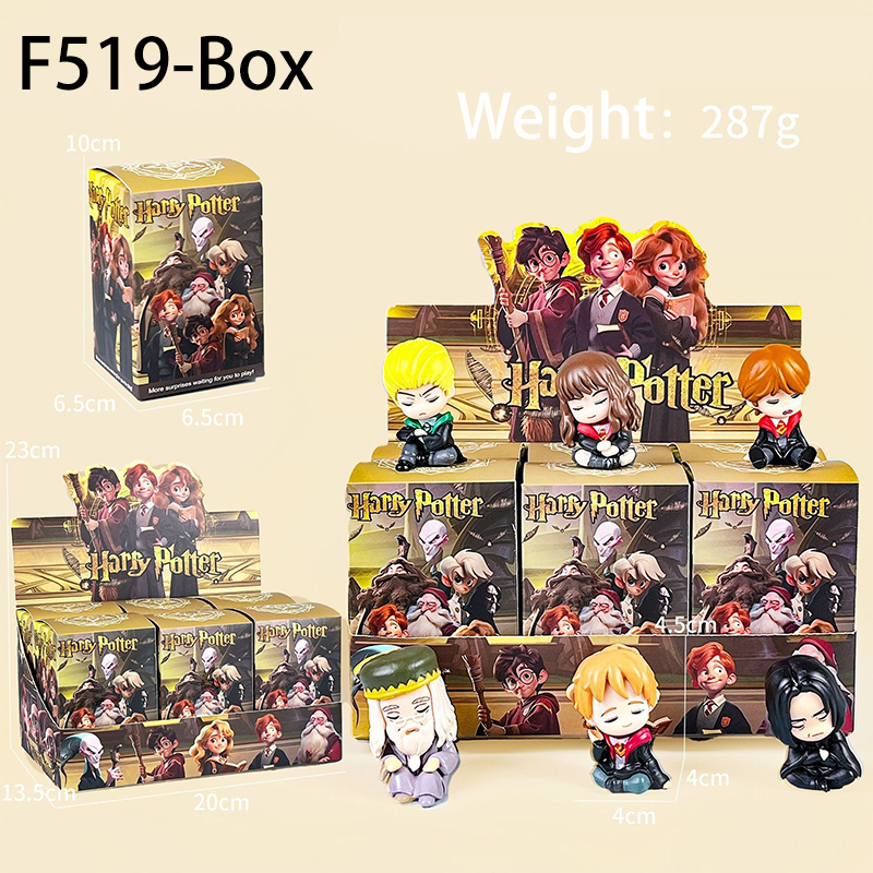 Harry Potter Statue Figure Sitting Pose Set 6 PCS Hogwarts Wizard Collection Anime Style Character Desk Model Toy Gift Decoration