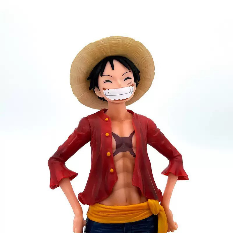 Monkey D. Luffy Statue Figure One Piece Smiling 3 Interchangeable Faces Collection Anime Model Toy Gift Decoration