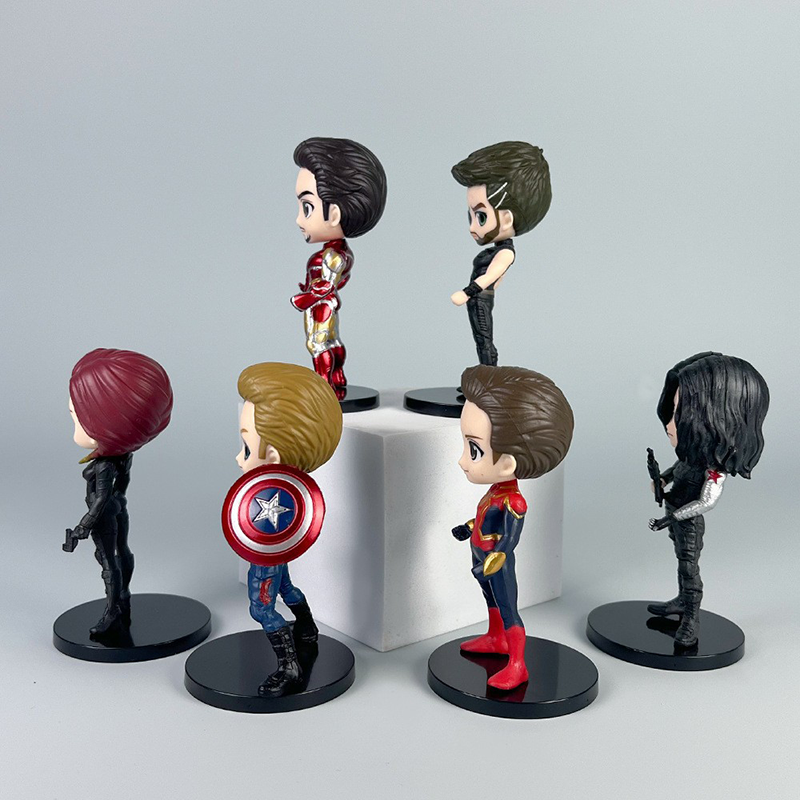 Avengers 6 PCS Statue Figure Set Superhero Collection Model Toy Chibi Style Ornament Desk Shelf Gift Fans
