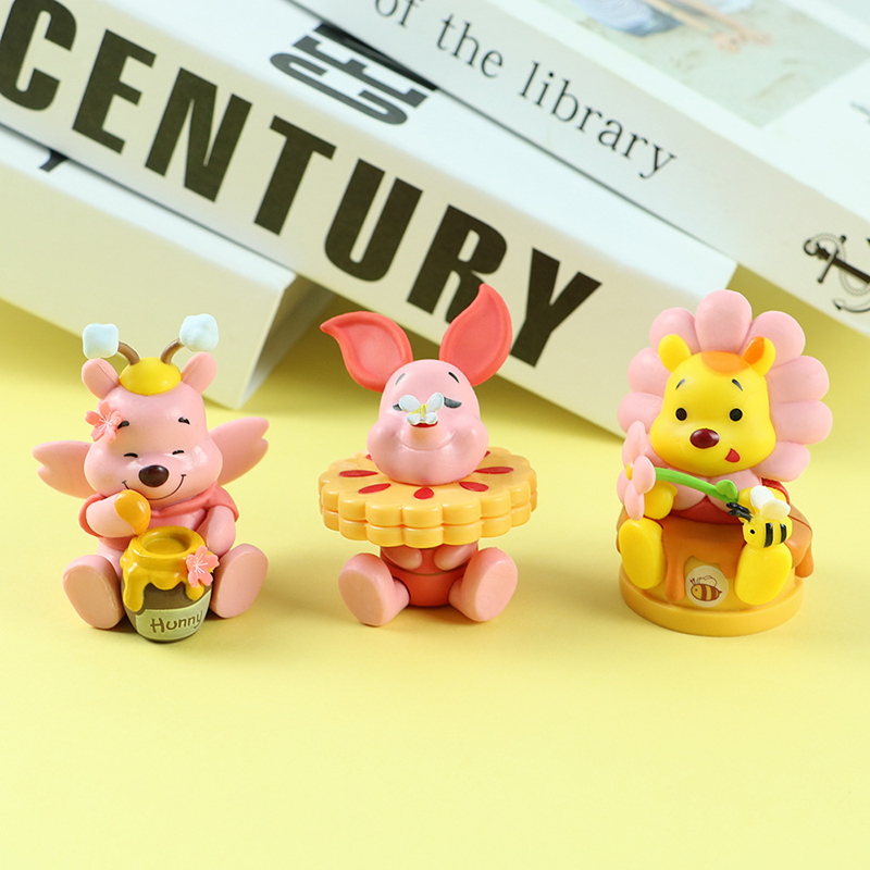 Pooh Bear 6 PCS Statue Figure Set Winnie the Pooh & Friends Collection Model Toy Cute Cartoon Ornament Desk Shelf Gift  Fans
