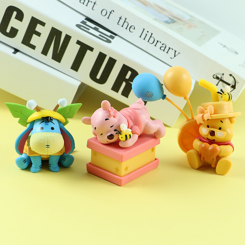 Pooh Bear 6 PCS Statue Figure Set Winnie the Pooh & Friends Collection Model Toy Cute Cartoon Ornament Desk Shelf Gift  Fans