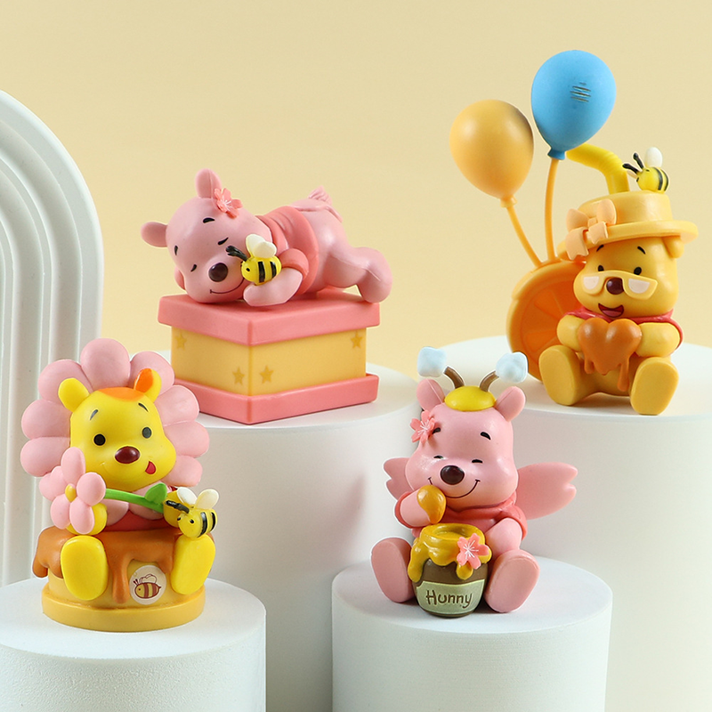 Pooh Bear 6 PCS Statue Figure Set Winnie the Pooh & Friends Collection Model Toy Cute Cartoon Ornament Desk Shelf Gift  Fans