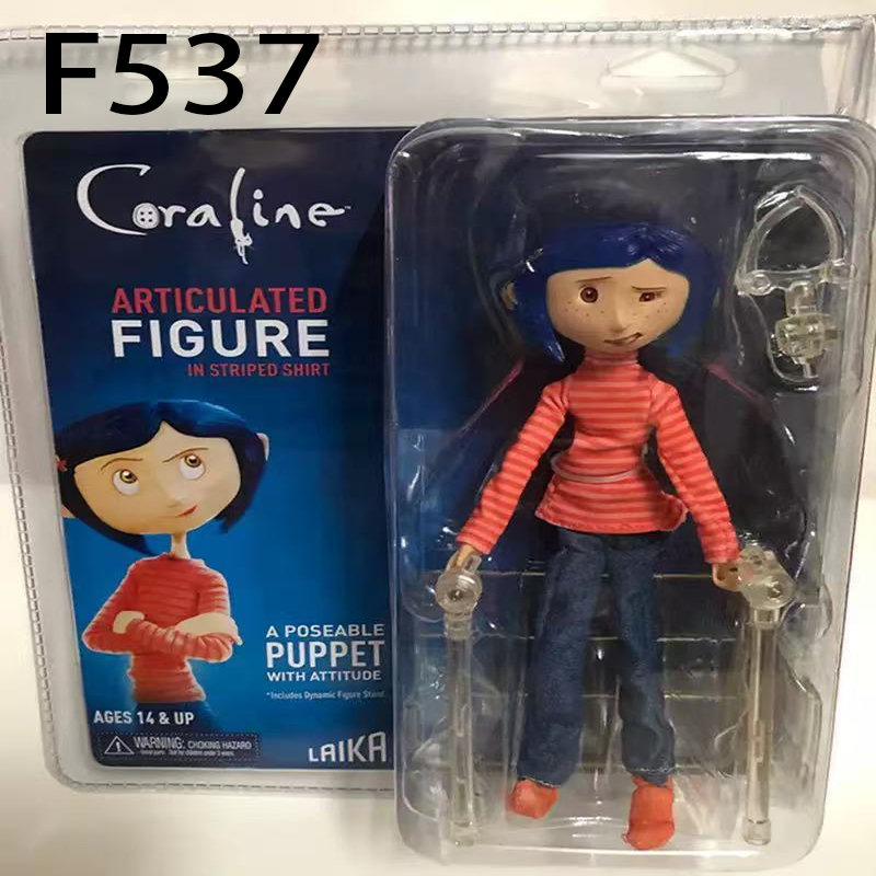 Coraline Striped Sweater Action Figure Poseable Movie Collection Model Toy High Detail Ornament Desk Shelf Gift Fans