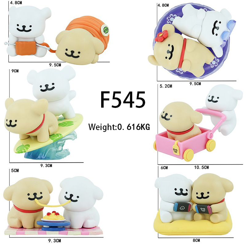 Maltese Puppy 6 PCS Happy Moments Series Statue Figure Set Cute Kawaii Collection Model Toy Desktop Ornament Room Decoration Gift