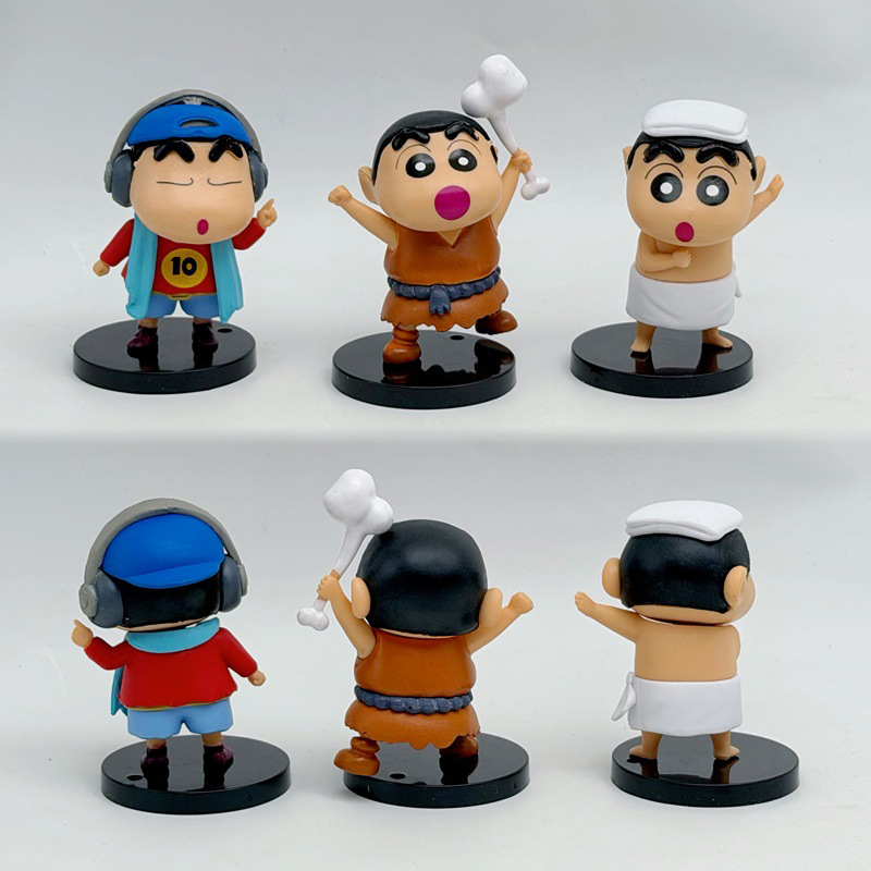Crayon Shin-chan Occupation Statue Figure 6 PCS Set Anime Collection Model Toy Cute Cartoon Ornament Desk Shelf Gift Fans