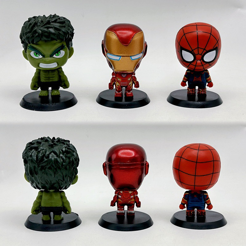 Avengers Statue Figure 6PCS Set Chibi Superhero Collection Model Toy Cartoon Ornament Desk Shelf Gift Fans