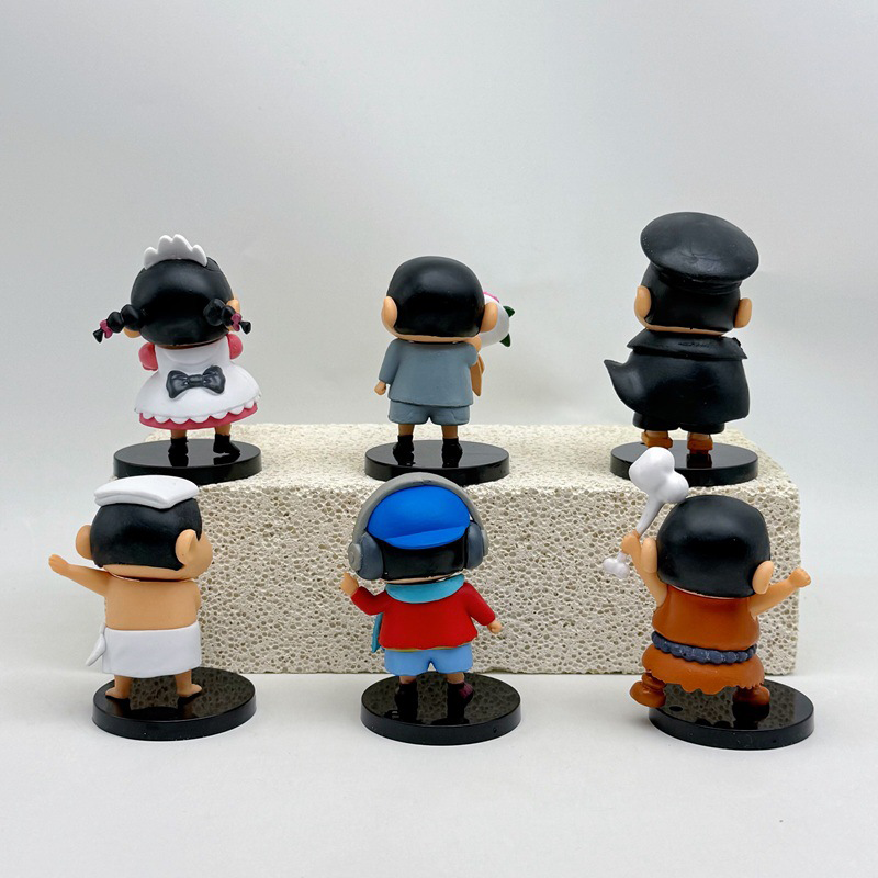 Crayon Shin-chan Occupation Statue Figure 6 PCS Set Anime Collection Model Toy Cute Cartoon Ornament Desk Shelf Gift Fans