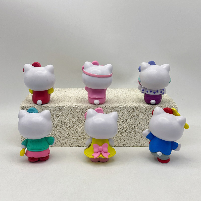 Hello Kitty 6 PCS Statue Figure Set Cute Cartoon Collection Model Toy Kawaii Character Ornament Desk Shelf Gift Fans