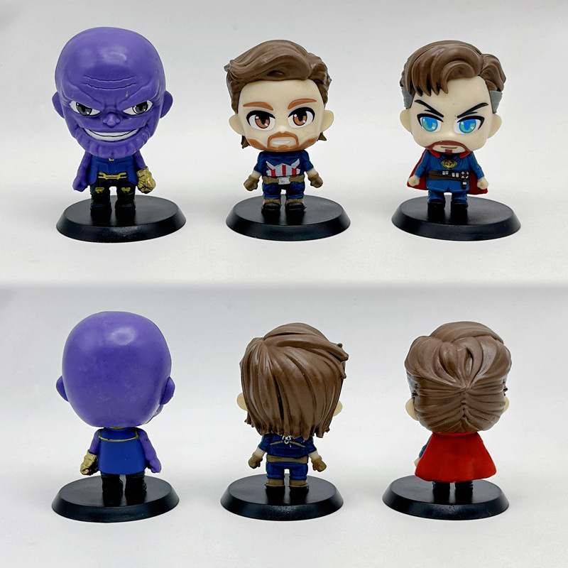Avengers Statue Figure 6PCS Set Chibi Superhero Collection Model Toy Cartoon Ornament Desk Shelf Gift Fans