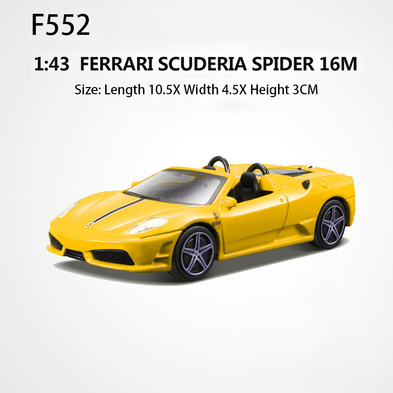 Ferrari Scuderia Spider 16M 1:43 Yellow Diecast Model Car Collection Scale Model Toy Car Ornament Desk Shelf Gift Fans