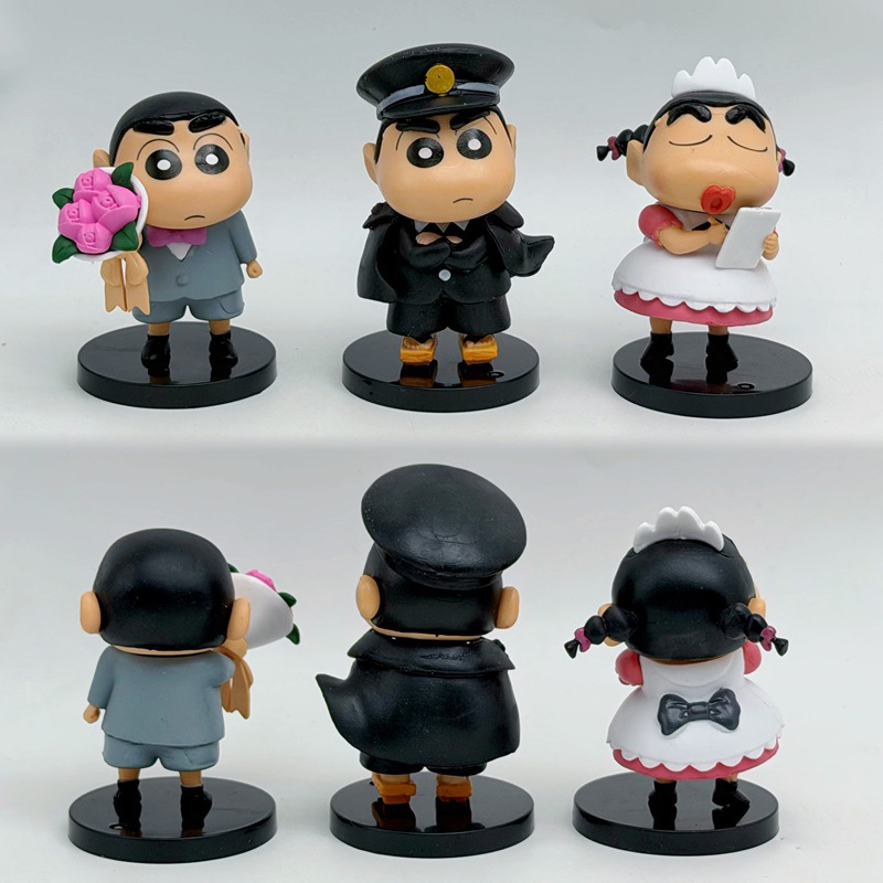 Crayon Shin-chan Occupation Statue Figure 6 PCS Set Anime Collection Model Toy Cute Cartoon Ornament Desk Shelf Gift Fans