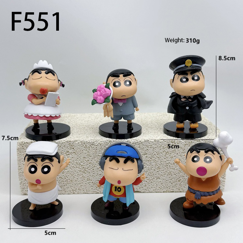 Crayon Shin-chan Occupation Statue Figure 6 PCS Set Anime Collection Model Toy Cute Cartoon Ornament Desk Shelf Gift Fans