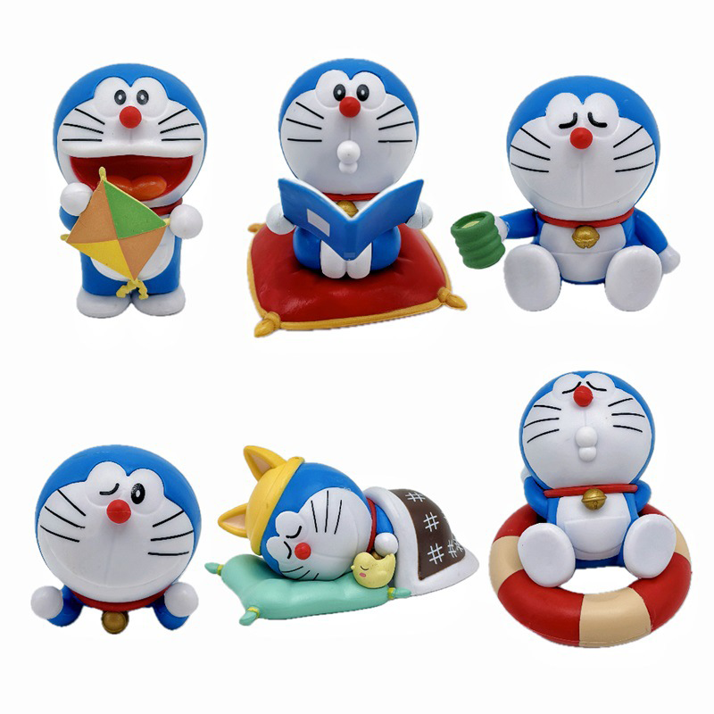 Doraemon Statue Figure 6-Piece Set Napping Series Collection Toy Set Doraemon Anime Model Desk Decoration Gift Fans
