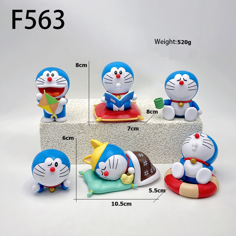 Doraemon Statue Figure 6-Piece Set Napping Series Collection Toy Set Doraemon Anime Model Desk Decoration Gift Fans