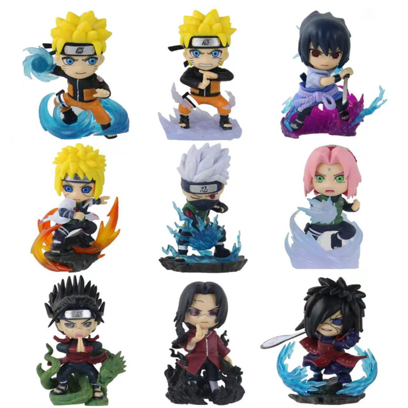 Naruto Ultimate Battle Statue Figure 9-Piece Set High-Detail Anime Display Model Toy Fans Collectors Gift Decoration