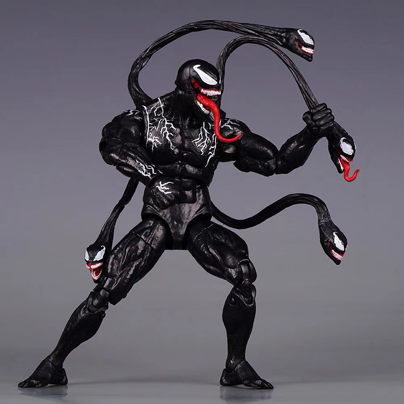 Venom Action Figure Multi Head Symbiote Marvel Movable Joints Collection Toy Dynamic Pose Model Superhero Gift