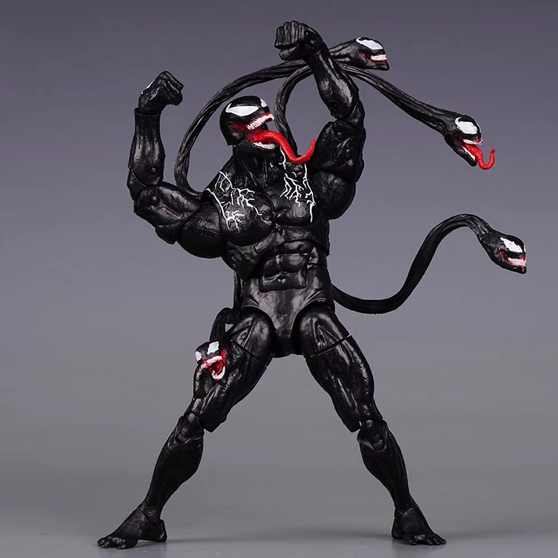 Venom Action Figure Multi Head Symbiote Marvel Movable Joints Collection Toy Dynamic Pose Model Superhero Gift