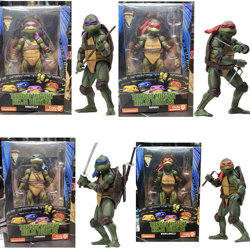 Teenage Mutant Ninja Turtles 1990 Movie Action Figure Set Movable Joint Dynamic Toy Collection Model Fans Gift Decoration