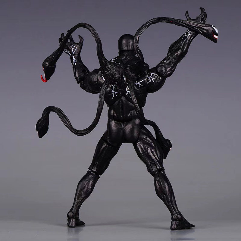 Venom Action Figure Multi Head Symbiote Marvel Movable Joints Collection Toy Dynamic Pose Model Superhero Gift