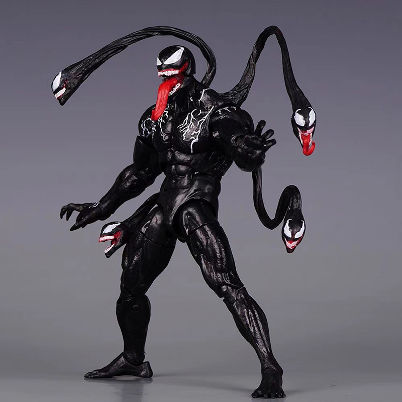 Venom Action Figure Multi Head Symbiote Marvel Movable Joints Collection Toy Dynamic Pose Model Superhero Gift
