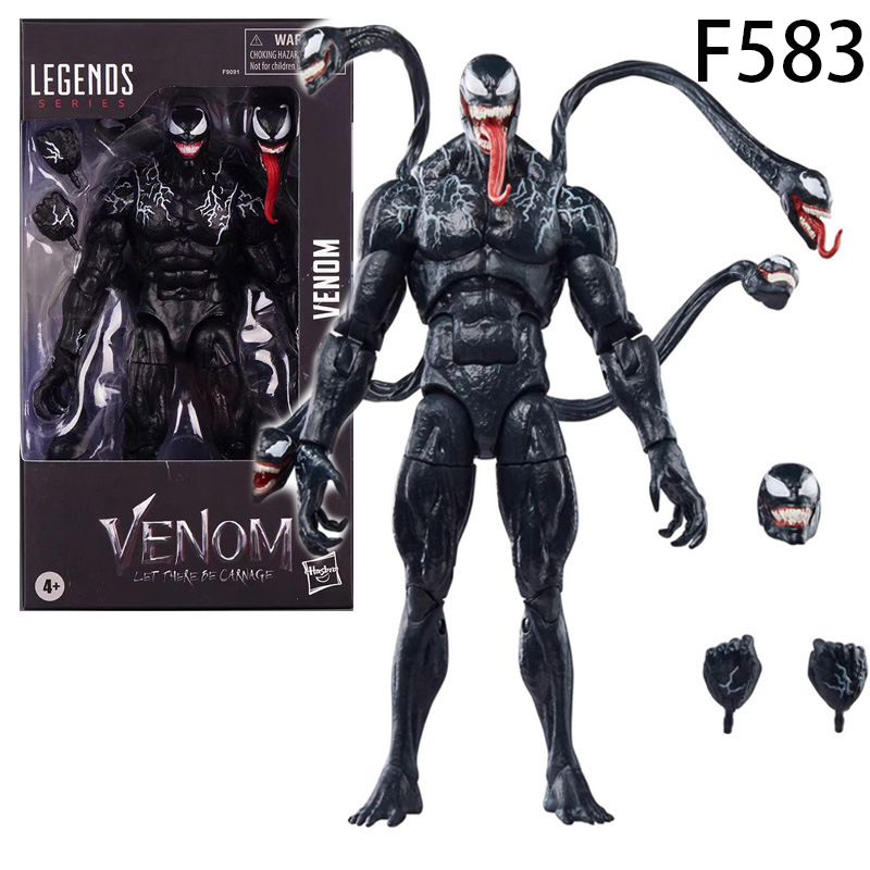 Venom Action Figure Multi Head Symbiote Marvel Movable Joints Collection Toy Dynamic Pose Model Superhero Gift