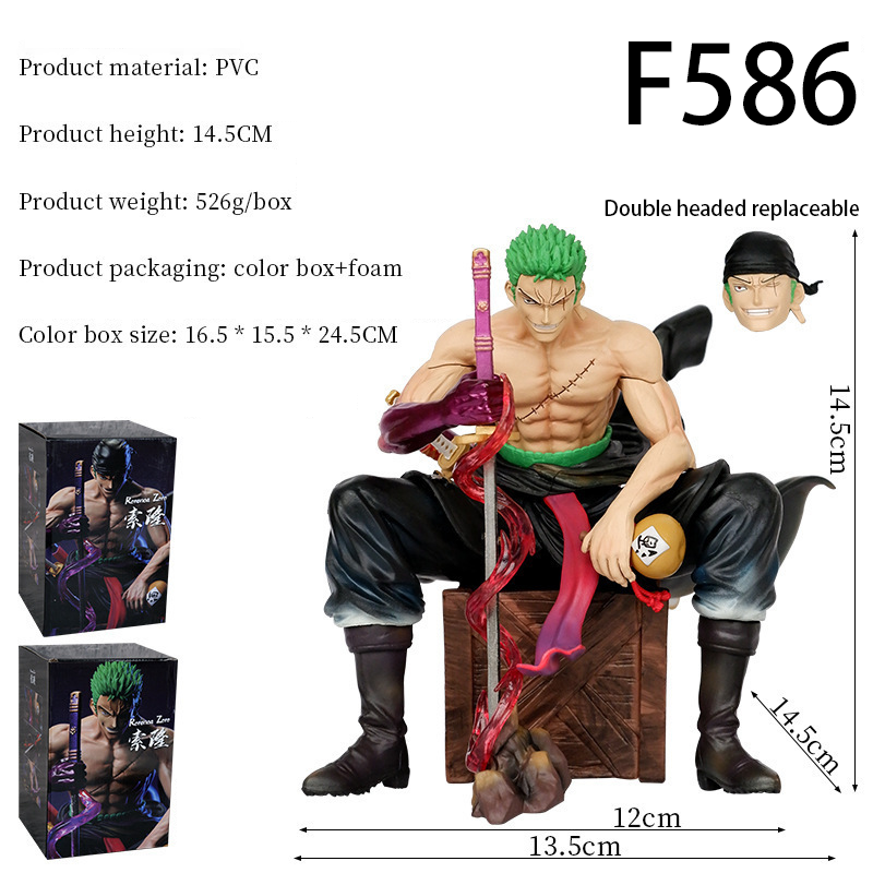 One Piece Roronoa Zoro Statue Figure Sitting Anime PVC Statue Collection Model Toy GK Desk Decoration Gift
