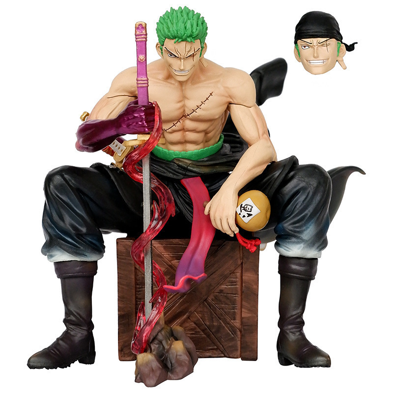 One Piece Roronoa Zoro Statue Figure Sitting Anime PVC Statue Collection Model Toy GK Desk Decoration Gift