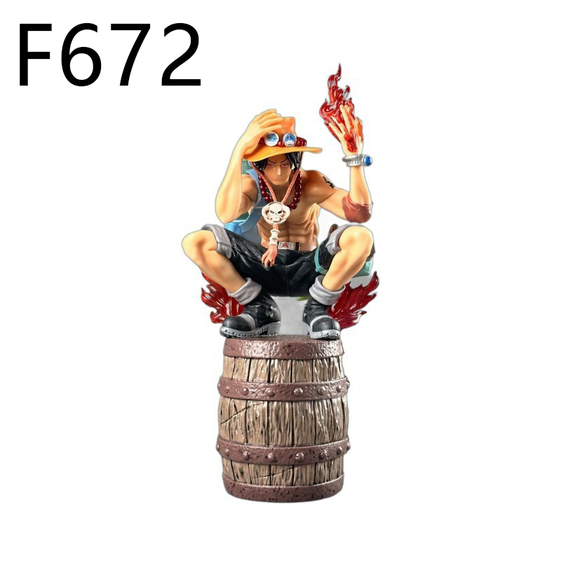 One Piece Portgas D Ace Sitting on Barrel Statue Figure Flame Fist Ace Collection Anime Model Toy Fans