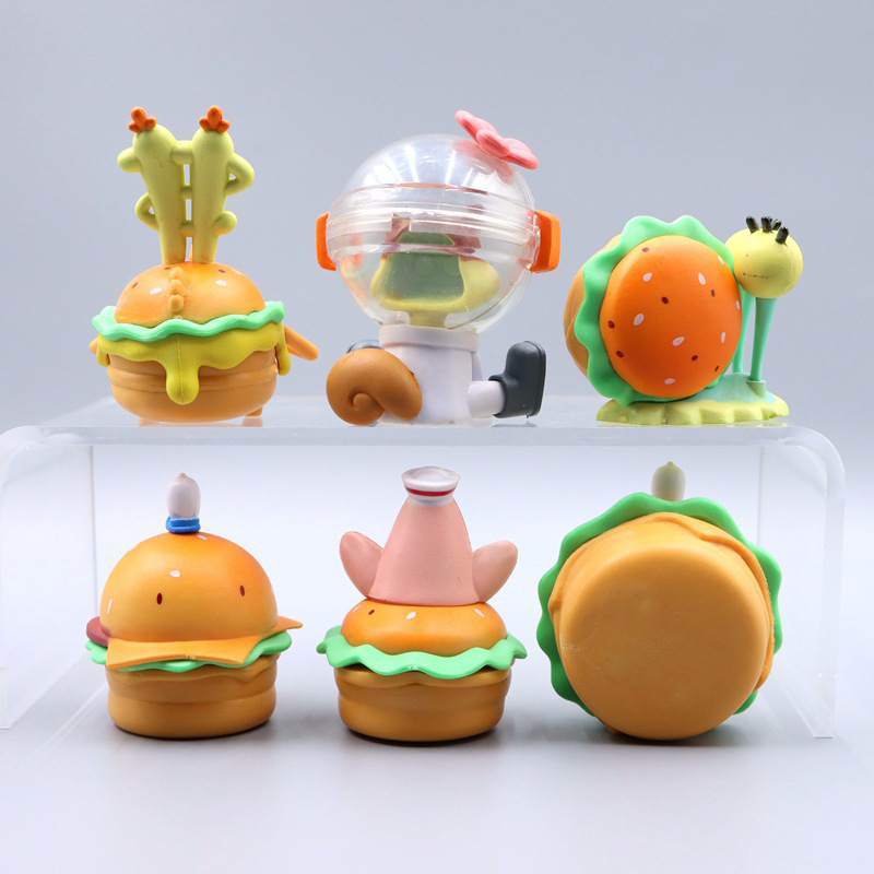 SpongeBob SquarePants Krabby Patty Party Figure Set 6 Piece Collection Cartoon Toy Bundle Fans and Collectors