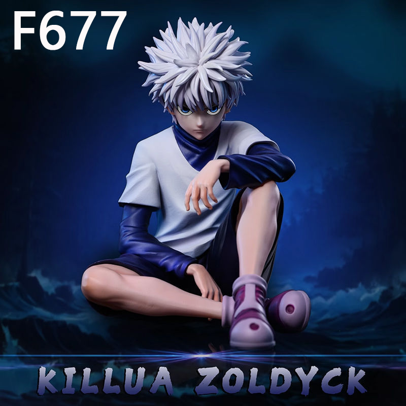 Killua Zoldyck Statue Figure Sitting Pose Hunter x Hunter Anime Collection Detailed Model Toy Fans and Collectors