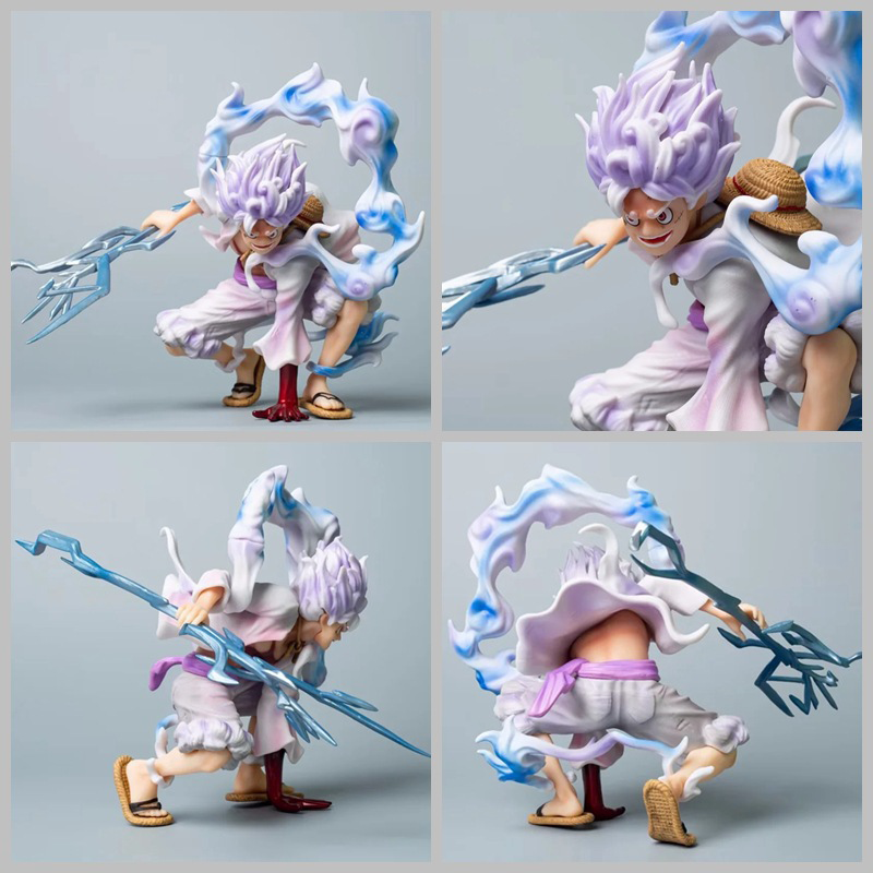 Monkey D Luffy Gear 5 Nika Statue Figure Lightning Crouching One Piece Anime Premium Collection Model Toy Fans