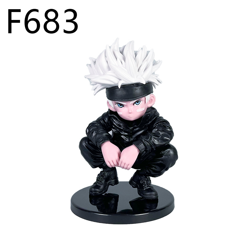 Jujutsu Kaisen Satoru Gojo Statue Chibi Figure Cute Crouching Pose Anime Collection Toy Fans and Collectors