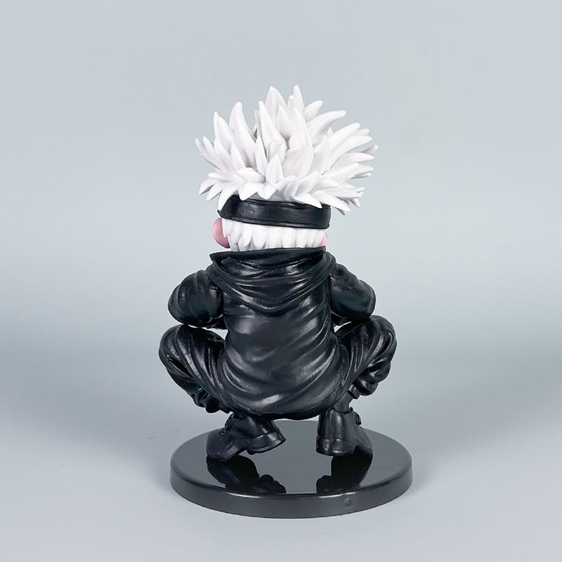 Jujutsu Kaisen Satoru Gojo Statue Chibi Figure Cute Crouching Pose Anime Collection Toy Fans and Collectors