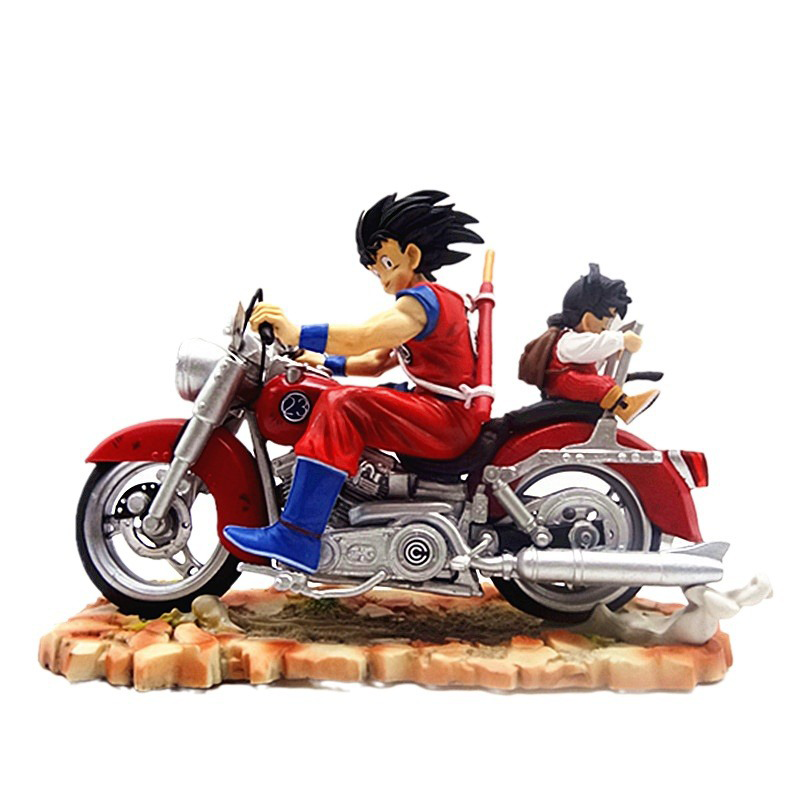 Dragon Ball Goku and Gohan Motorcycle Statue Figure Collection Anime Detailed Model Toy Fans and Collectors